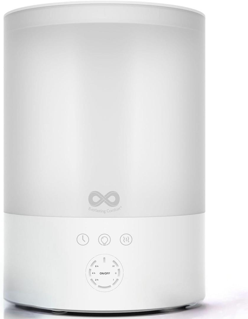 2.5L Top Fill Cool Mist Humidifiers for Bedroom, Baby & Kids - 20-Hour Run Time Humidifier, Quiet, Essential Oil Tray, Congestion & Dry Air Relief, Auto Shut-Off by Everlasting Comfort (A. 2.5L White)