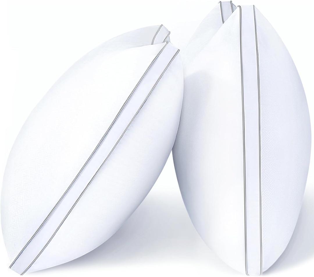 viewstar Pillows Queen Size Set of 2, Hotel Quality, Down Alternative Gusseted Bed Pillows for Side, Back, or Stomach Sleepers, White (Queen (Pack of 2))