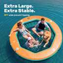 SLOOSH 8FT Inflatable Water Hammock Floating Dock, Float Ring with Wood Grain & Mesh Design, Round Floating Dock Platform with Removable Cup Holders for Lake, River, or Boat Party