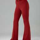 Colorfulkoala Women's Dreamlux Crossover Flare Leggings High Waisted Tummy Control Wide Leg Yoga Pants 29.5" / 31.5" Inseam (Red, S)