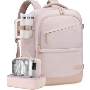 LOVEVOOK Travel Backpack for Women & Men, 40L Carry on Backpack Airline Approved, Large TSA Personal Item Travel Bag fits 17.3" Laptop, Business Weekender Bag for Essentials, 4Pcs (Nude Pink)