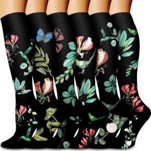 Bluemaple Compression Socks for Women & Men Circulation (6 Pairs) 15-20 mmHg is Best Support for Athletic Running Cycling (Small-Medium)