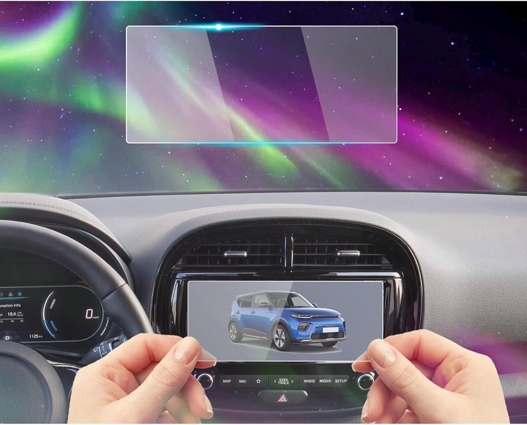Tempered Glass Screen Protector Foil Compatible with Kia Soul(2024-2020) Hyundai Tucson NX4(2024-2022) 10.25 Inch Navigation Cover Accessories Protective Film Anti-Fingerprint