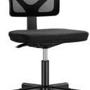 DUMOS Armless Desk Chairs, Small Home Office Mesh Chairs | Ergonomic Adjustable Mid Back, Swivel Rolling Task, Computer Work Vanity Small Spaces, Inky, 1pc
