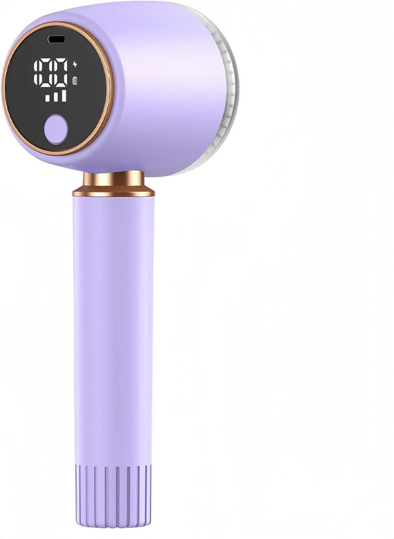 New Fabric Shaver and Lint Remover 2-in-1, Rechargeable Electric Clothes Defuzzer with LED Display, 6 Blades & 3 Speeds for Sweater, Blanket, Furniture (Purple)