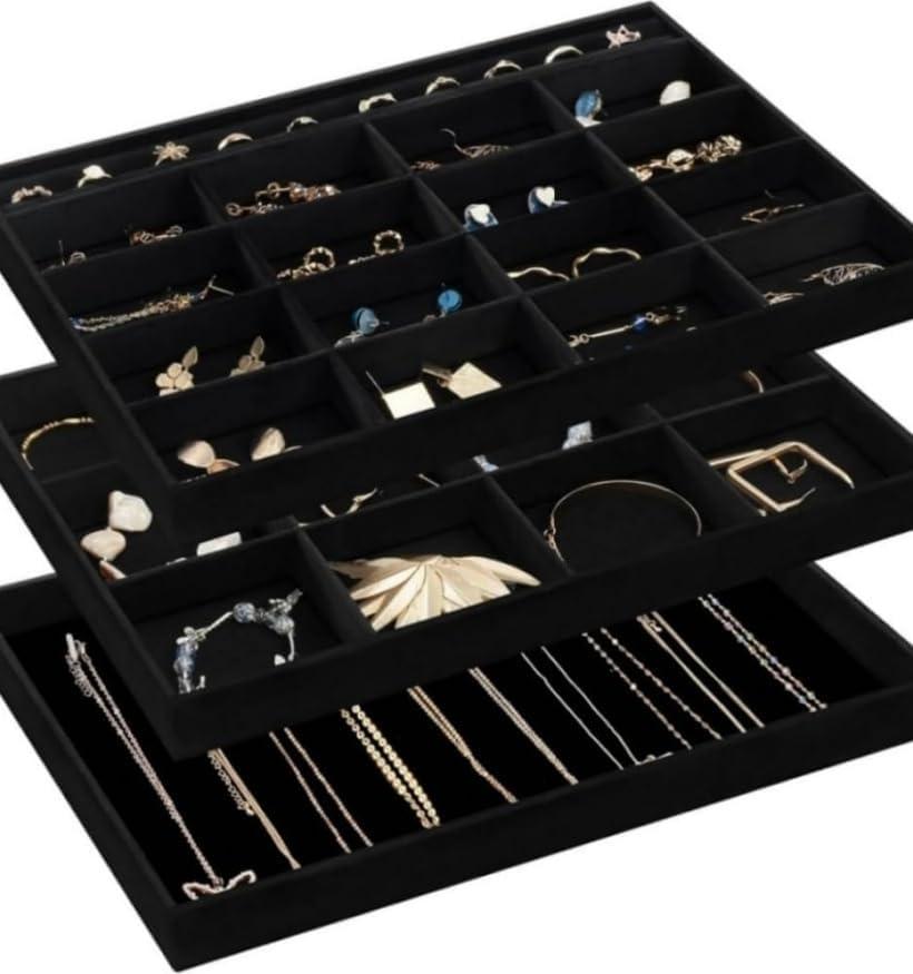 Jewelry Drawer Organizer, Color Black, 3 Pieces