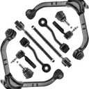 Front Upper Control Arms w/Ball Joints Sway Bar End Links Tie Rod Ends Suspension Kit Replacement for 2002-2004 Jeep Liberty (10pc)