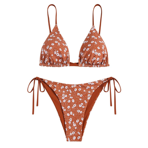 ZAFUL Women's Triangle Bikini Floral String Bikini Set Two Piece Swimsuit Bathing Suits, Size XL