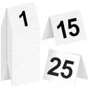 Restaurant Table Numbers 1-25 White, Tent Table Numbers (3 in x 3.5 in)