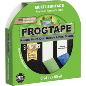 FrogTape Multi-Surface Painters Tape with PAINTBLOCK, 1 Inch Wide (0.94 In. x 60 Yds), Medium Adhesion, Green, 1 Roll (1358463)
