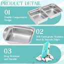 8 Pack Stainless Steel Snack Containers -15oz Reusable Grab And Go 2 Compartment Lunch Container With Forks Leakproof Lids for Travel Outdoor Camping & Lunch Prep