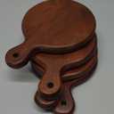 The Fine Living Co. Set of 4 Small Appetizer Serving Plate, Walnut Mini Charcuterie Boards, Acacia Round Board, Wood Tray, Small Serving Board for Cheese, Meat, Pizza, Food-grade, 7"x5", 0.6" Thick