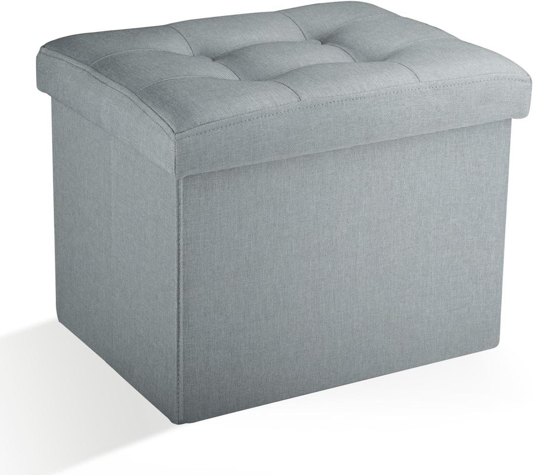 Ottoman Storage Ottoman Foot Rest Stool Foldable Bench with Storage Student Dormitory Bedroom and Entryway 17 X 13 X 13 (Gray)