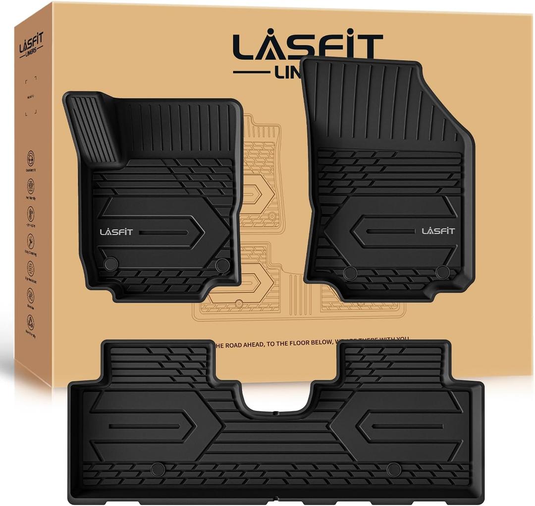 LASFIT Floor Mats for Chevrolet Chevy Equinox/GMC Terrain Car Mats 2018-2024 (Not Fit Equinox Ev), All Weather TPE Custom Fit Automotive Floor Mats for Cars, 1st and 2nd Row Car Floor Mats Full Set