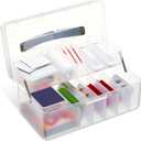 Honeydak Clear Plastic Bandages Storage Organizer 2 Tiers First Aid Box Large Portable Medicine Container Holder Empty for Home Cabinet Office Travel School Use Supplies