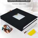 Popotop Photo Album Self Adhesive with Picture Display Window,40 Pages DIY Scrapbooking Supplies Kit for 4x6 8x10 Picture,Linen Cover Memory Book for Baby Wedding, with Scraper and Metallic Pen
