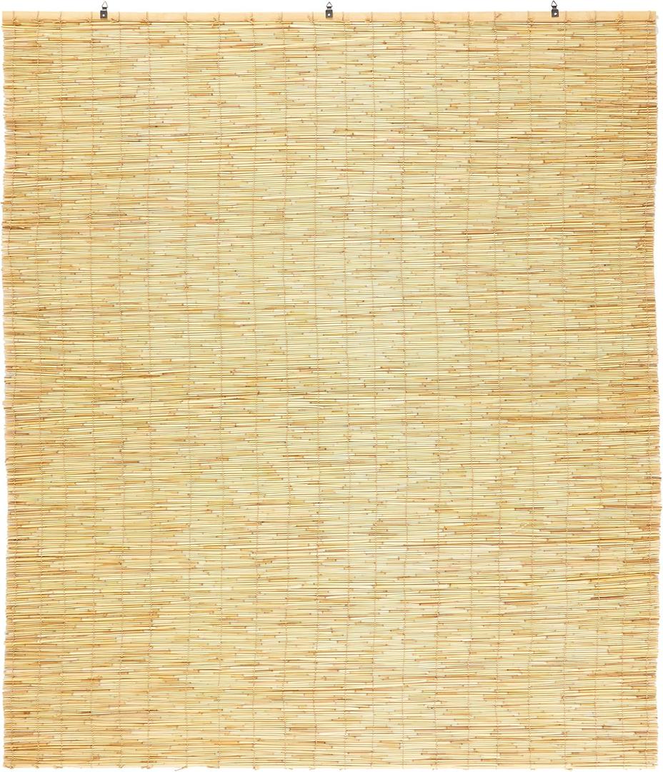 Forever Bamboo Light-Filtering Cord-Free Bamboo Reed Roll-Up Blind Shades for Windows Manual Roman Blinds Natural 60 in W x 72 in H