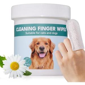 Pack of 2, No Pawblems Natural Ear Wipes Finger for Dogs & Cats Comfy Finger Design | Clean Ear Wax, Debris & Dirt Gently | 50 Count Pack