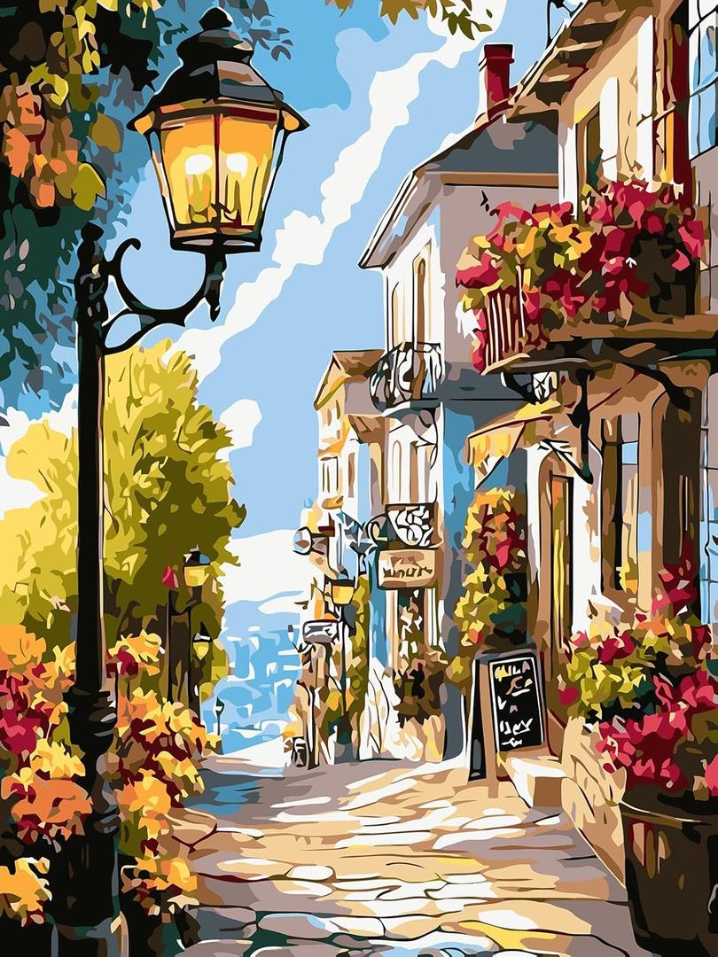 NIFILMTH Paint by Numbers Kit for Adults, 1620 inch Street View Adults' Paint by Number Kits on Canvas Large Oil Color by Number Easy for Beginners Wall Decor Gift