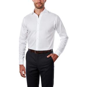 Calvin Klein Men's Regular Fit Non Iron Herringbone Button-Down Shirt (White, M)