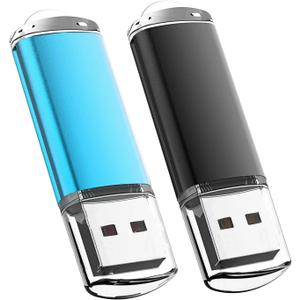 USB Flash Drive 64GB 2Pack, Maspen USB Thumb Drives 2.0 High Speed USB Memory Stick Pen Drive (Black, Blue,64 GB)