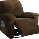NORTHERN BROTHERS Recliner Chair Covers, Stretchy Recliner Couch Covers, Lazy Boy Velvet Chair Covers, Sofa Cover (Dark Brown, XL 1 Seat)