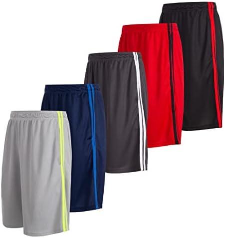 5 Pack: Men's Dry-Fit Sweat Resistant Active Athletic Performance Shorts XXL