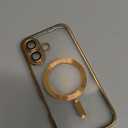 Misscase for iPhone 16 MagSafe Case with Camera Lens Protector,Full Protection Clear Magnetic Case Compatible with MagSafe Elegant Anti-Scratch Case Cover for iPhone 16 Gold