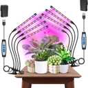 Garpsen Grow Light, 80 LEDs Full Spectrum Plant Lights for Indoor Growing with Clip, 3 Color Modes & 5 Dimming Levels Grow Lamp with Timer 6/12/16H, 360 Adjustable Gooseneck, for Indoor Plant(2Pack)
