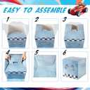 Zhanmai 4 Pcs Large Racing Car Party Boxes 11.8 x 11.8 Inch Goodie Checkered Boxes for Birthday Decor Truck Theme Race Car Podium Centerpiece Decorations Cardboard Party Favors(Blue)