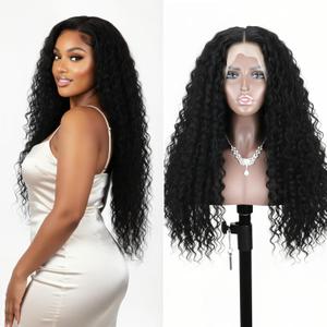 13x6 Deep Wave Lace Front Wigs Human Hair Curly Wig Soft and Natutal Hairline HD Lace 180 Real Density Natural Black Curly Human Hair Wig Virgin Human Hair True to Length for women 28 Inch