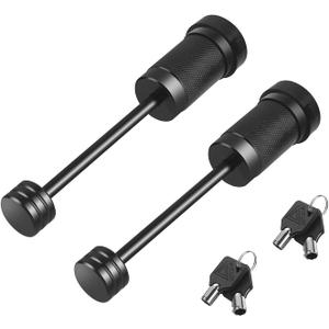 METOWARE Trailer Tongue Coupler Lock 1/4" Dia, 3-1/2" Span, Trailer Hitch Lock for Latch-Type Coupler, Black Trailer Pin Lock for Towing Trailer RV Car Boat Truck (2 Pack)
