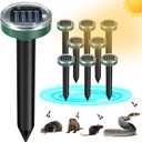 8 Pack Mole Repellent Solar Powered Snake Repellent Ultrasonic, Gopher Repeller Sonic Mole Deterrent Spikes, Snake Gopher Vole Repellent Outdoor for Lawn Garden & Yard-Green