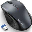 TECKNET Wireless Mouse, 2.4G USB Computer Mouse with 6-Level Adjustable 4800 DPI, Silent Quiet Click，30 Months Battery, Ergonomic Grips, 6 Buttons Portable for PC, Chromebook, Mac - Grey