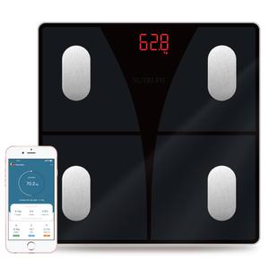 NUTRI FIT Scale for Body Weight and Fat Percentage, Digital Bathroom Smart Bluetooth Scale LED Display, 15 Body Composition Analyzer Baby Weight BMl Health Monitor Sync with App 400lbs - Black