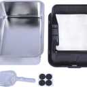 Stainless Steel Cat Litter Box Large High Sided Open Top Anti Splashing Easy to Clean Kitty Litter Tray for Indoor Cats Multi Cat Households Durable Proof Odorless 19.7 x 13.8 x (Black)