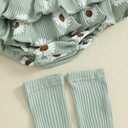 Aunties Bestie Baby Clothes Daddys Girl Newborn Short Sleeve Romper Daisy Skirt Shorts 3Pcs Set Infant Spring Outfit (Green)