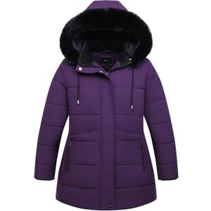 Women's Plus Size Winter Coat Waterproof warm Down Coat Detachable Hooded Parka Jacket (4X, Purple)