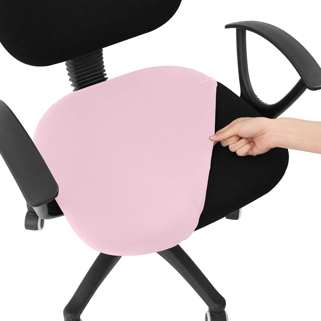 Smiry Printed Office Computer Chair Seat Covers, Stretch Fit Universal Desk Rotating Chair Cover Washable Removable Seat Cushion Protectors - Pink