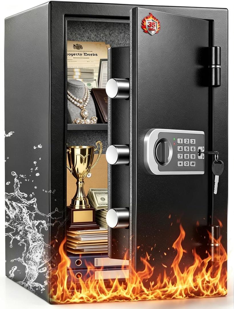  2026 Fireproof Safes for Home| 1700°F 35-Min Protection
2.8 Cuft Security Home Safes with Digital Keypad, Smart Alarm, Bolt-Down Design| Safety Box For Documents Jewelry Electronics