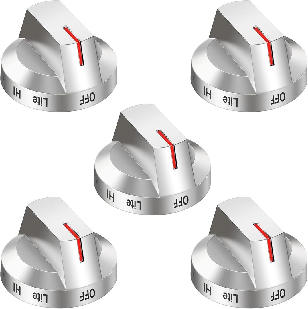 DG94-03500AA DG94-03500AU Samsung Gas Stove knobs Replacements, Silver Stainless Steel Gas Range Control Knob Replacement for Samsung NX60T8(111/311/711) SS Series(Silver/5)