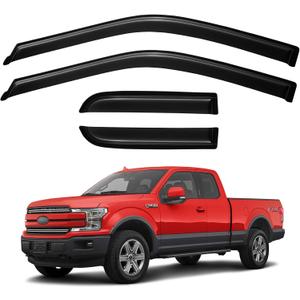 Window Visors Rain Guards for 2015-2024 Ford F150 SuperCab, Out-Channel Window Vent Wind Deflectors Visors Shades for 2017-2024 Ford F150 Raptor/ F250 /F350/ F450 Super Duty Extended Cab