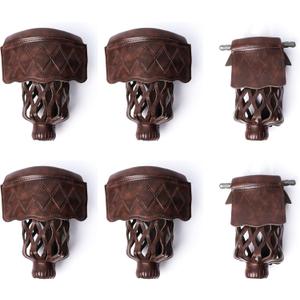 GSE Games & Sports Expert Set of 6 Heavy Duty PU Leather Billiard Pool Table Pockets, Billiard Pool Table Accessories (Walnut - Diamond)