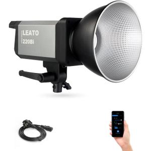 Golden Eagle LEATO 220Bi LED Video Light 200W Bi Color COB Silent Photograhpy Continuous Lighting Bowens Mount Spotlight CCT2700K-6500K CRI96 with App Control for Video, Film, Photo, Streaming, Studio