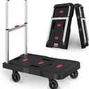Platform Truck Foldable Push Cart Dolly 330lb Weight Capacity, Adjustable Hand Truck Handle with 360 Degree Swivel Wheels for Garage Garden Home & Office Use, Black