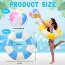 12 Pcs Pool Floats Included 6 Pastel Inflatable Beach Balls and 6 Swimming Rings for Adults, Macaron Beach Balls Striped Tubes for Summer Pool Supplies
