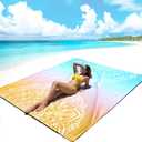 AISPARKY Beach Blanket Waterproof Sandproof, Oversized Large Beach Mat 79" X 83"/120"x108" for 1-8 Adults, Quick Drying&Compact&Lightweight, Picnic Mat Vacation Essentials for Beach Camping Travel (Mandala-green Orange)