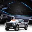 Windshield Sun Shade Umbrella for 2021-2026 Ford F-150 F-250 F-350 Accessories, Custom Fit Front Window Sunshade with UV Block & Heat Reduction, Reinforced Frame, Easy Install Foldable Car Sunshade