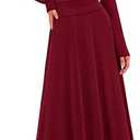 PRETTYGARDEN Long Sleeve Two Piece Skirt Sets Women 2 Piece Outfits Casual Ribbed Knit Mock Neck Ruched Top Swing Maxi Skirts, S