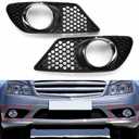 1 Pair Front Bumper Fog Light Grille Cover Left & Right Chrome Frame Shell For Mercedes Benz C-Class W204 C230 C250 C300 C320 C350 2008 2009 2010 2011